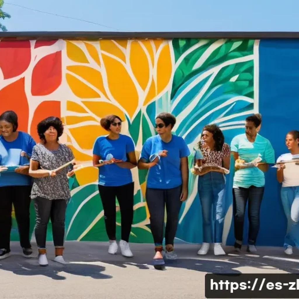 아티스트 레지던시와 커뮤니티의 연계 - **Prompt:** A vibrant community mural project in a lively urban neighborhood in a Spanish-speaking c...