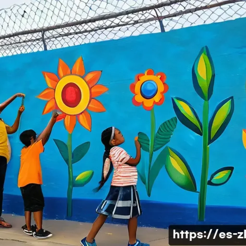 아트 테라피와 공동체의 연결 고리 - **Community Mural of Hope and Unity**
A vibrant, sun-drenched outdoor scene in a lively, colorfu...